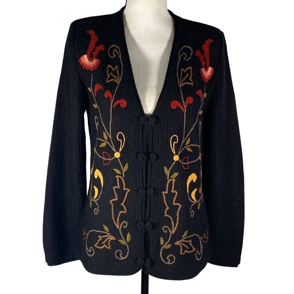 Peru Unlimited 100% Alpaca cardigan sweater heavily embroidered women’s M soft